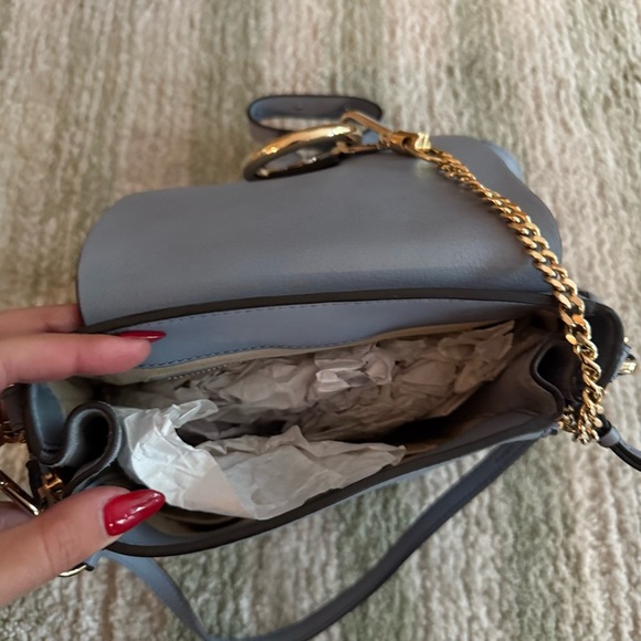 Chloe Faye Blue Leather and Suede Shoulder Bag - Picture 3 of 5